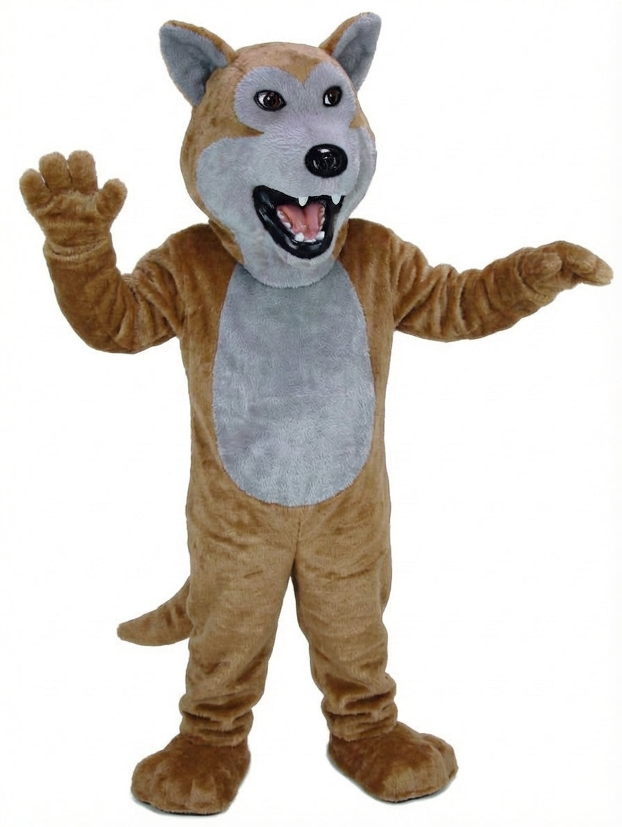 Black Wolf Mascot - Short fur / Light Brown mascot costume
