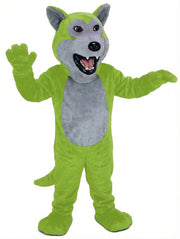 Black Wolf Mascot - Short fur / Lime mascot costume