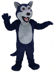 Black Wolf Mascot - Short fur / Navy Blue mascot costume