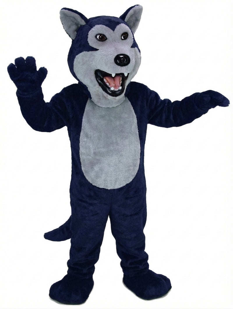Black Wolf Mascot - Short fur / Navy Blue mascot costume