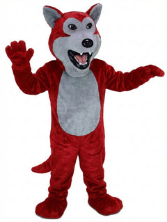 Black Wolf Mascot - Short fur / Red mascot costume