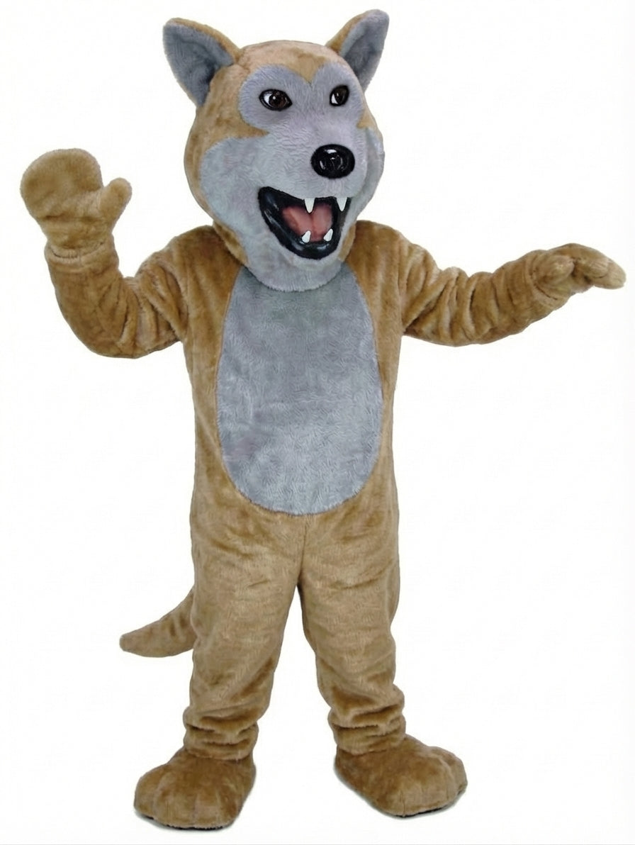 Black Wolf Mascot - Short fur / Tan mascot costume