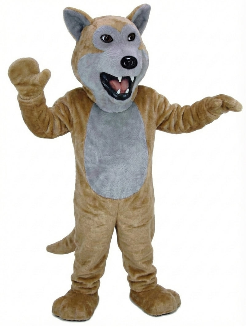 Black Wolf Mascot - Short fur / Tan mascot costume