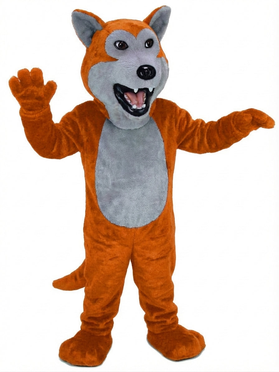 Black Wolf Mascot - Short fur / Tiger Orange mascot costume