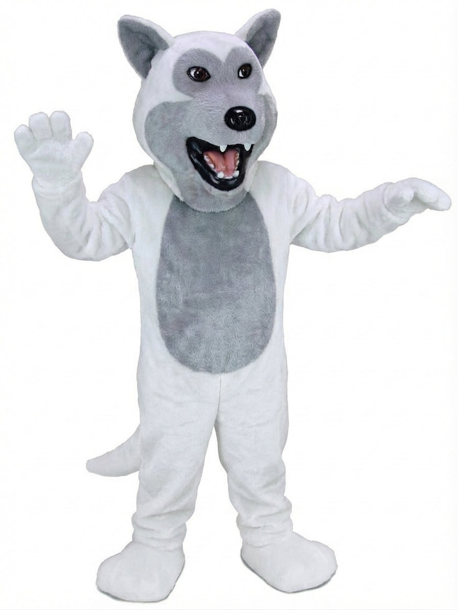 Black Wolf Mascot - Short fur / White mascot costume