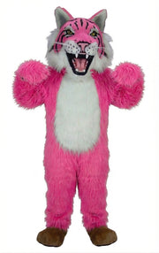 Bobcat Mascot - Long fur / Bright Pink mascot costume