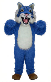 Bobcat Mascot - Long fur / Royal Blue mascot costume