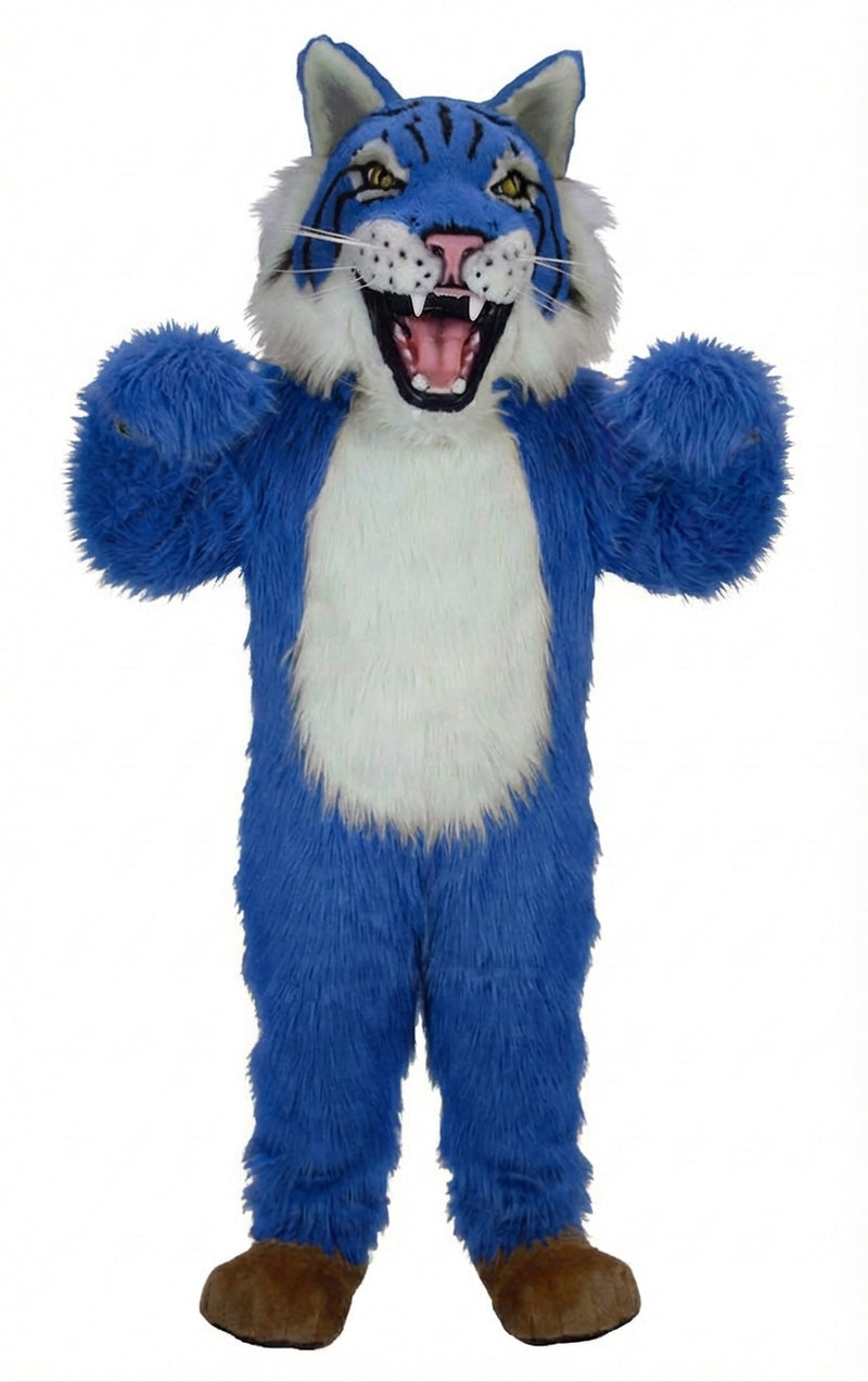 Bobcat Mascot - Long fur / Royal Blue mascot costume