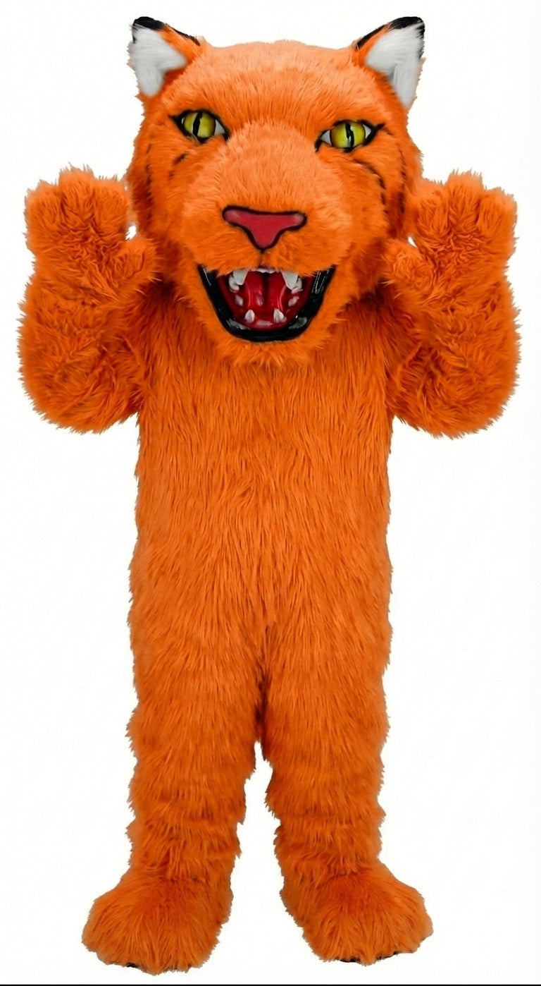 Bobcat Mascot (Thermolite) - Long fur / Bright Orange mascot costume
