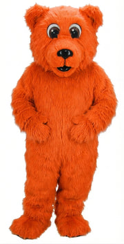 Brown Bear Mascot - Long fur / Bright Orange mascot costume