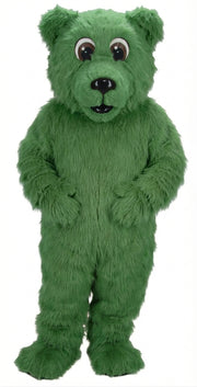 Brown Bear Mascot - Long fur / Green mascot costume