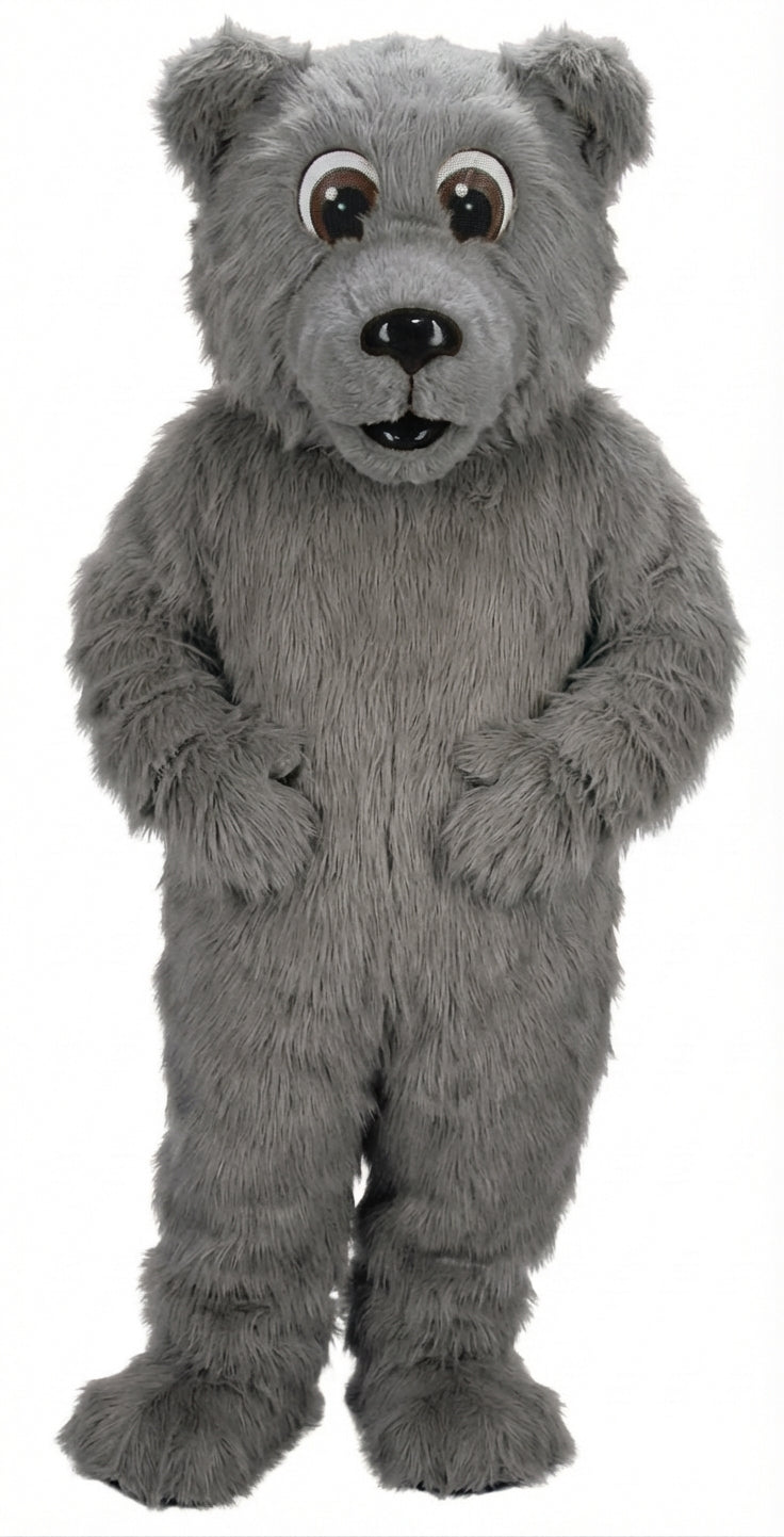 Brown Bear Mascot - Long fur / Grey mascot costume