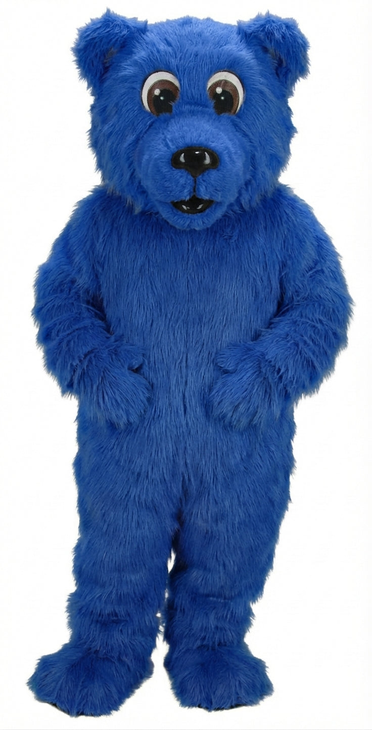 Brown Bear Mascot - Long fur / Royal Blue mascot costume