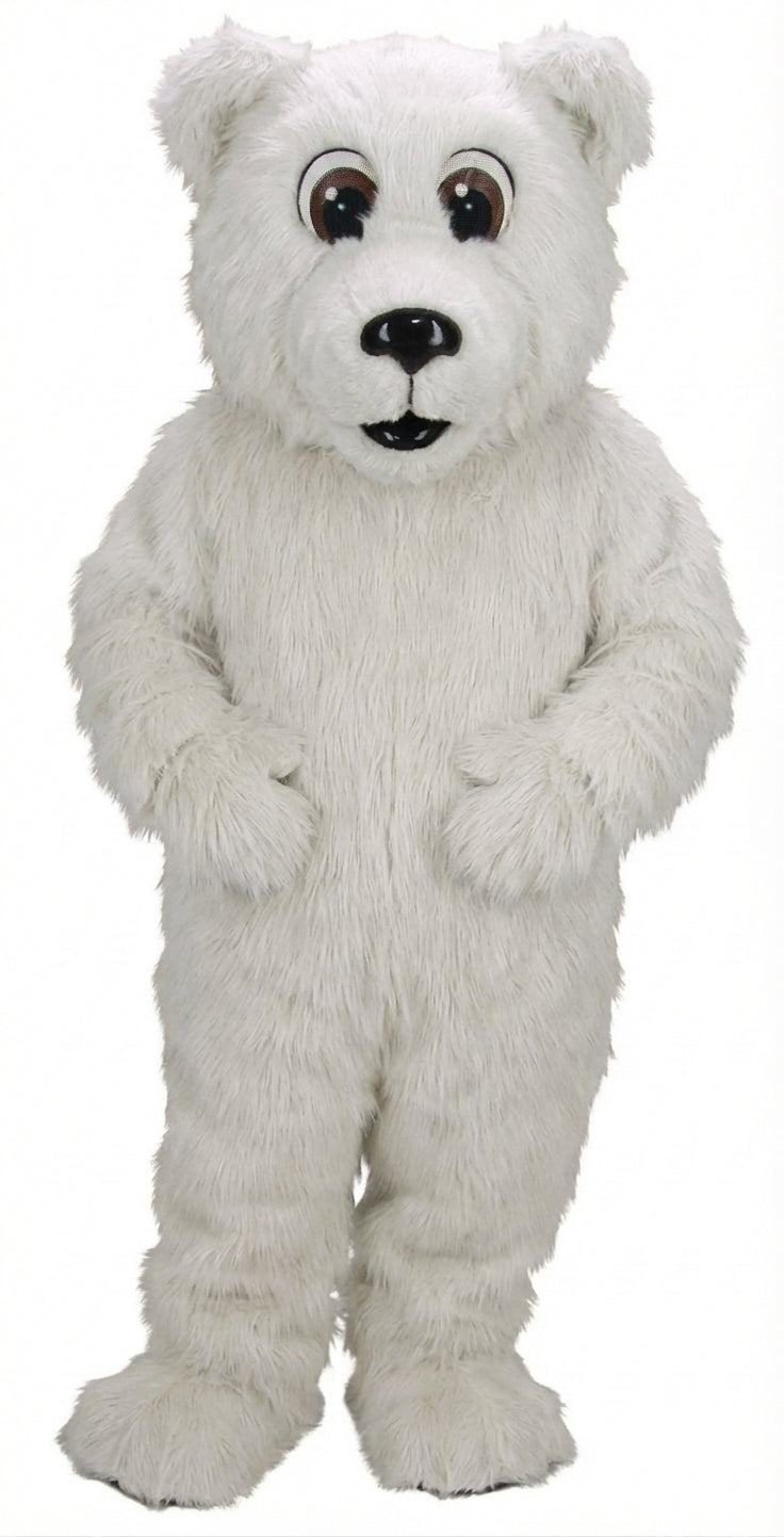 Brown Bear Mascot - Long fur / White mascot costume