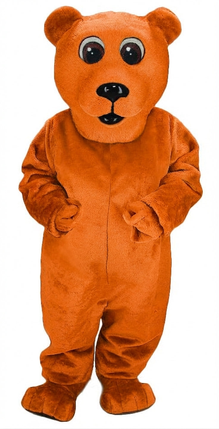 Brown Bear Mascot - Short fur / Bright Orange mascot costume