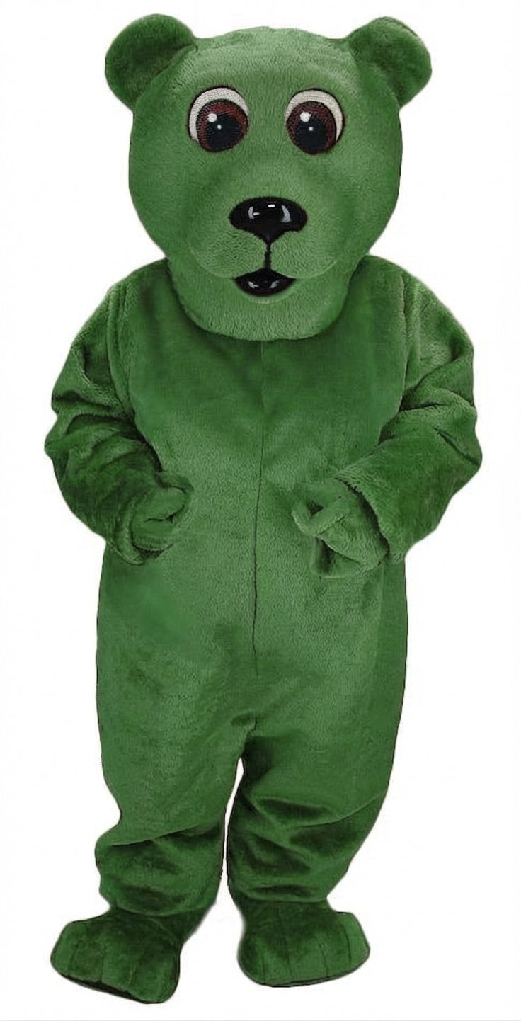 Brown Bear Mascot - Short fur / Green mascot costume