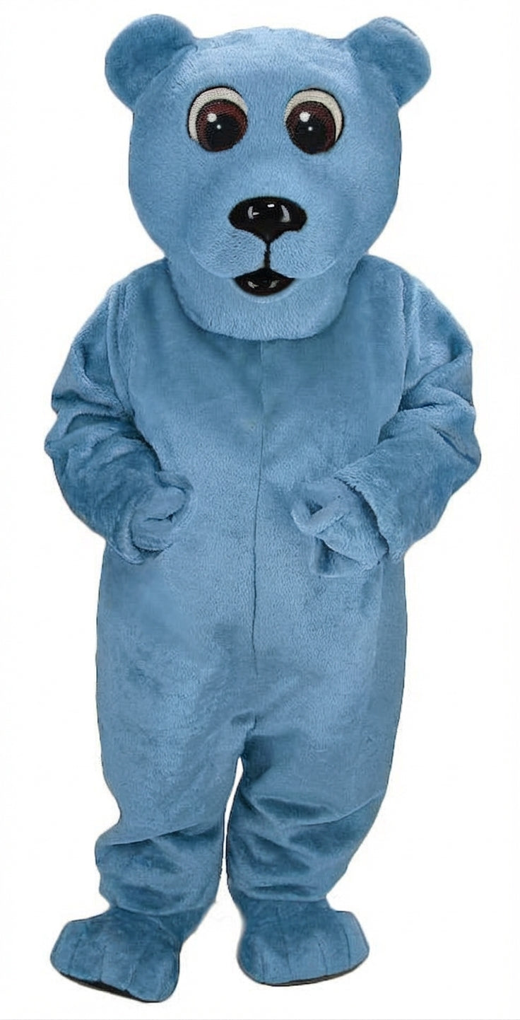 Brown Bear Mascot - Short fur / Light blue mascot costume