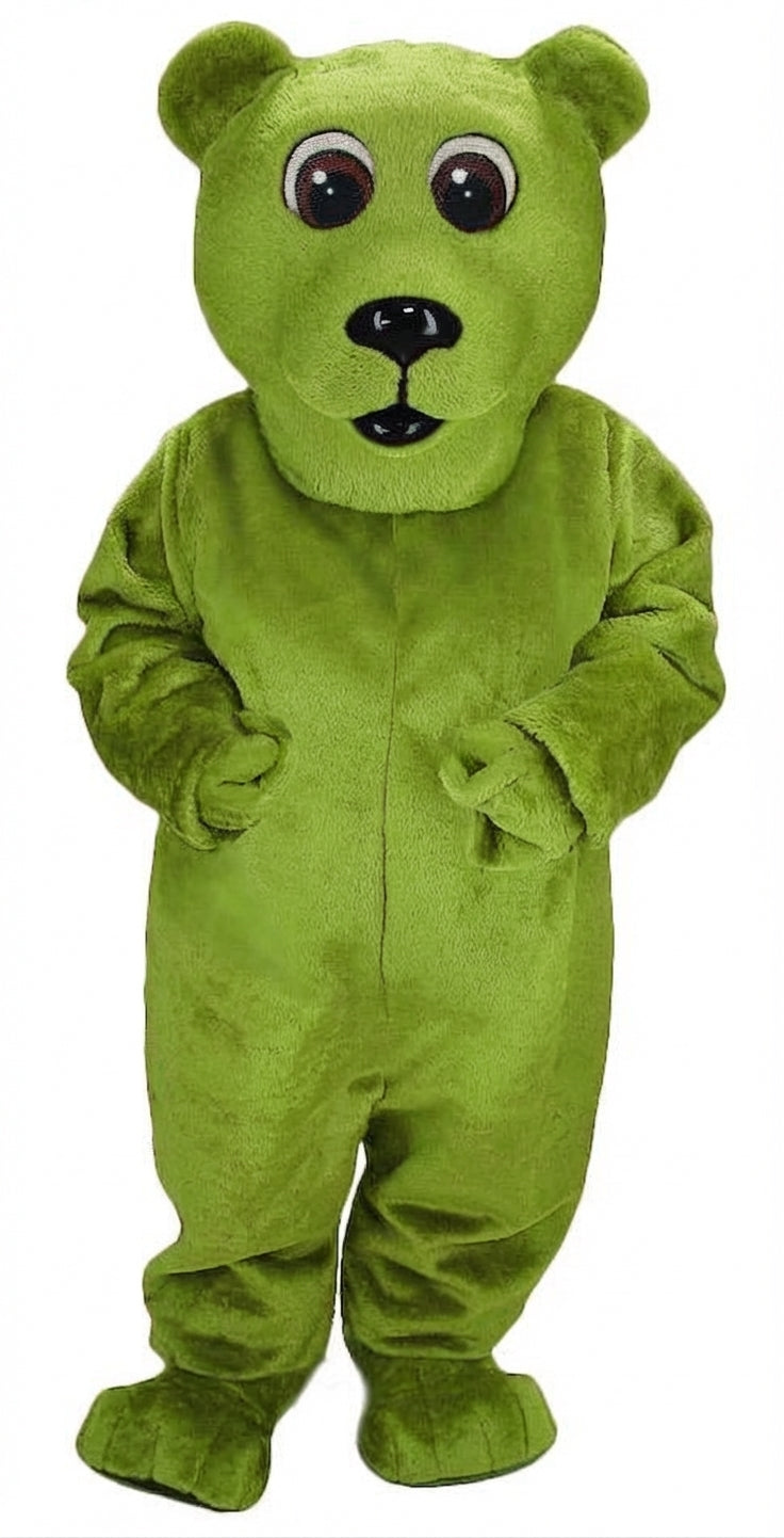 Brown Bear Mascot - Short fur / Lime mascot costume