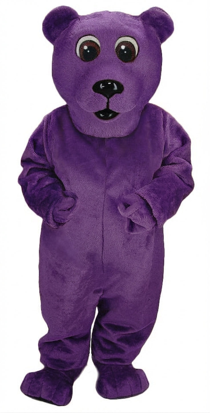 Brown Bear Mascot - Short fur / Purple mascot costume
