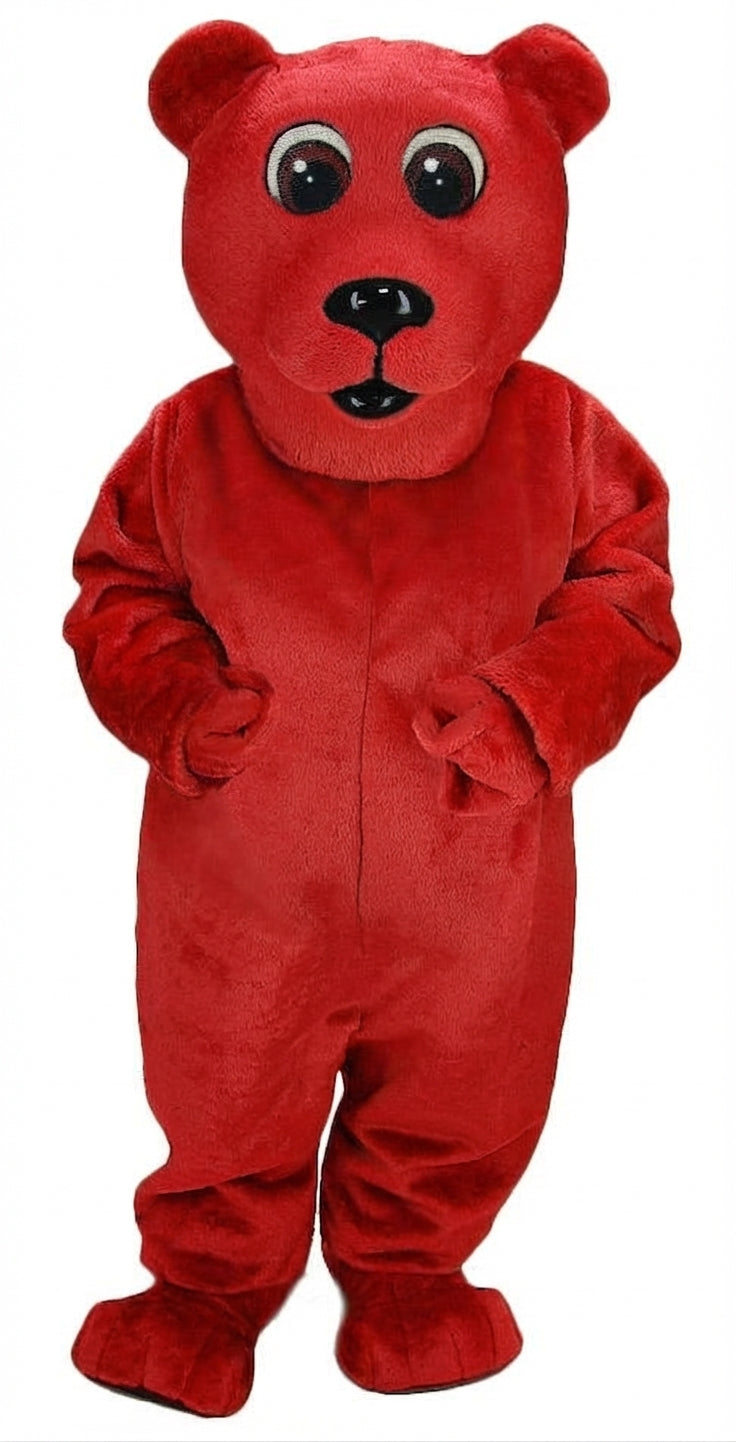 Brown Bear Mascot - Short fur / Red mascot costume