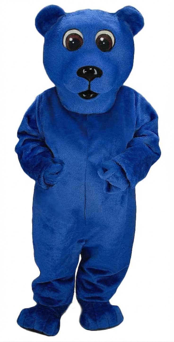 Brown Bear Mascot - Short fur / Royal blue mascot costume