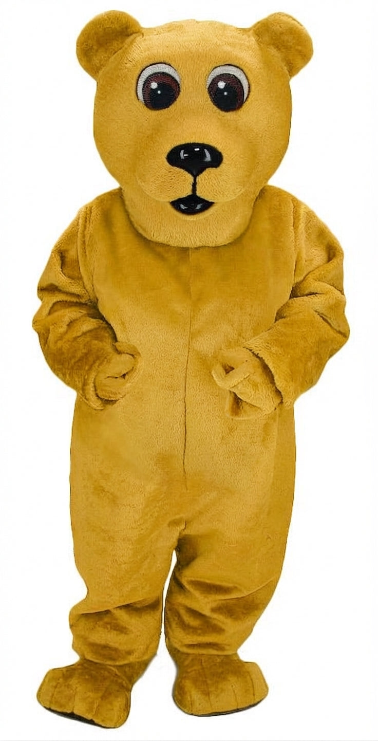 Brown Bear Mascot - Short fur / Yellow mascot costume
