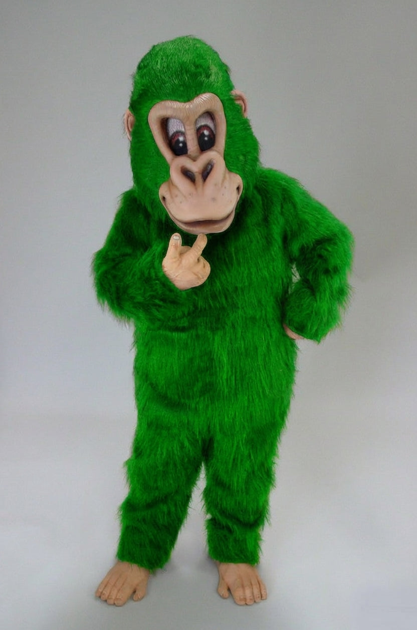 Brown Gorilla Mascot Costume - Long fur / Green mascot costume