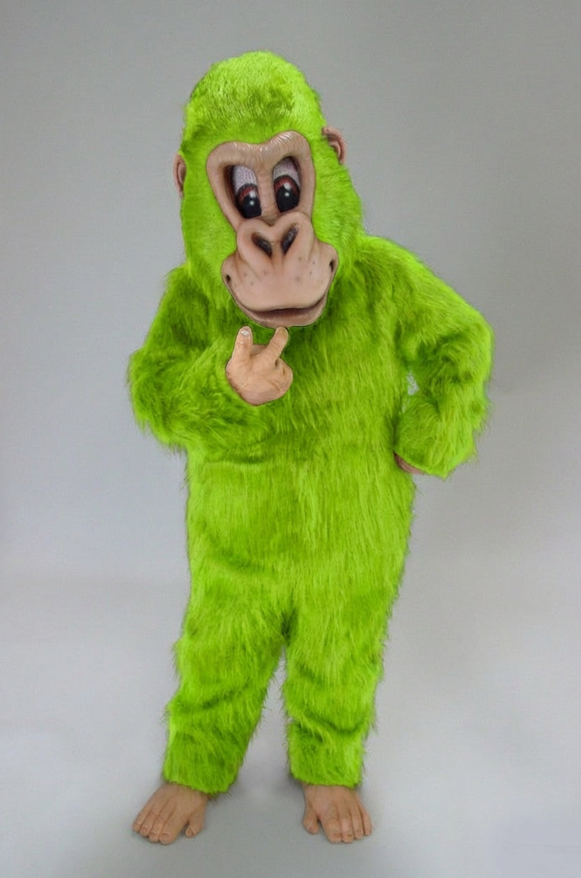 Brown Gorilla Mascot Costume - Long fur / Lime mascot costume