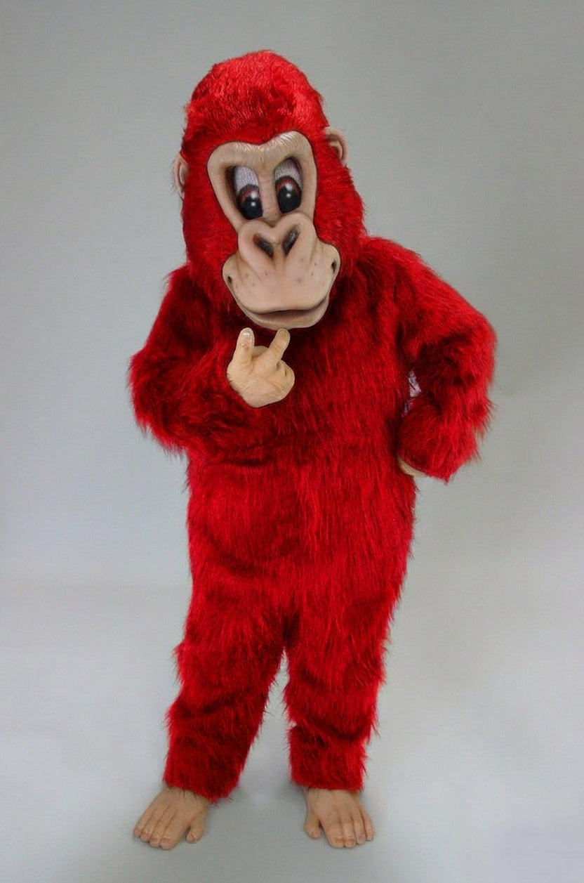 Brown Gorilla Mascot Costume - Long fur / Red mascot costume