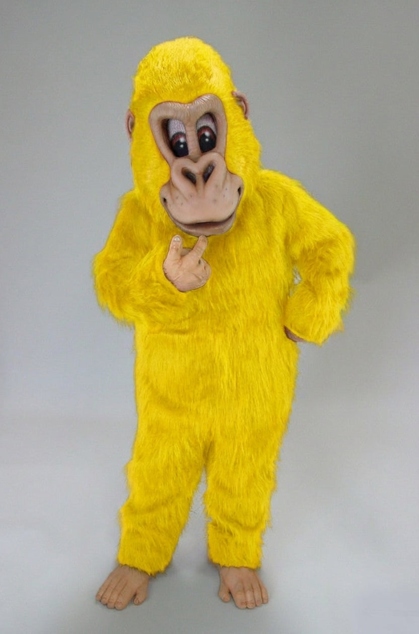 Brown Gorilla Mascot Costume - Long fur / Yellow mascot costume