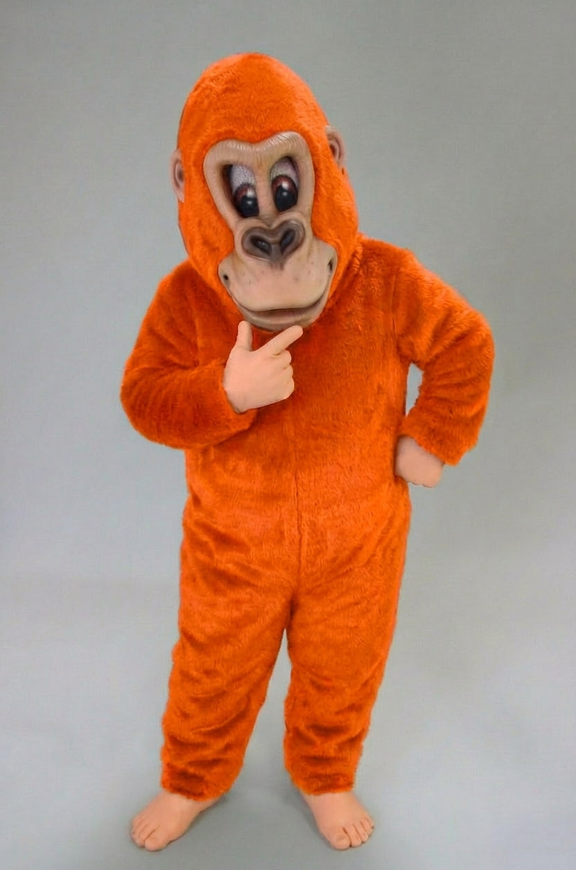 Brown Gorilla Mascot Costume - Short fur / Bright Orange mascot costume