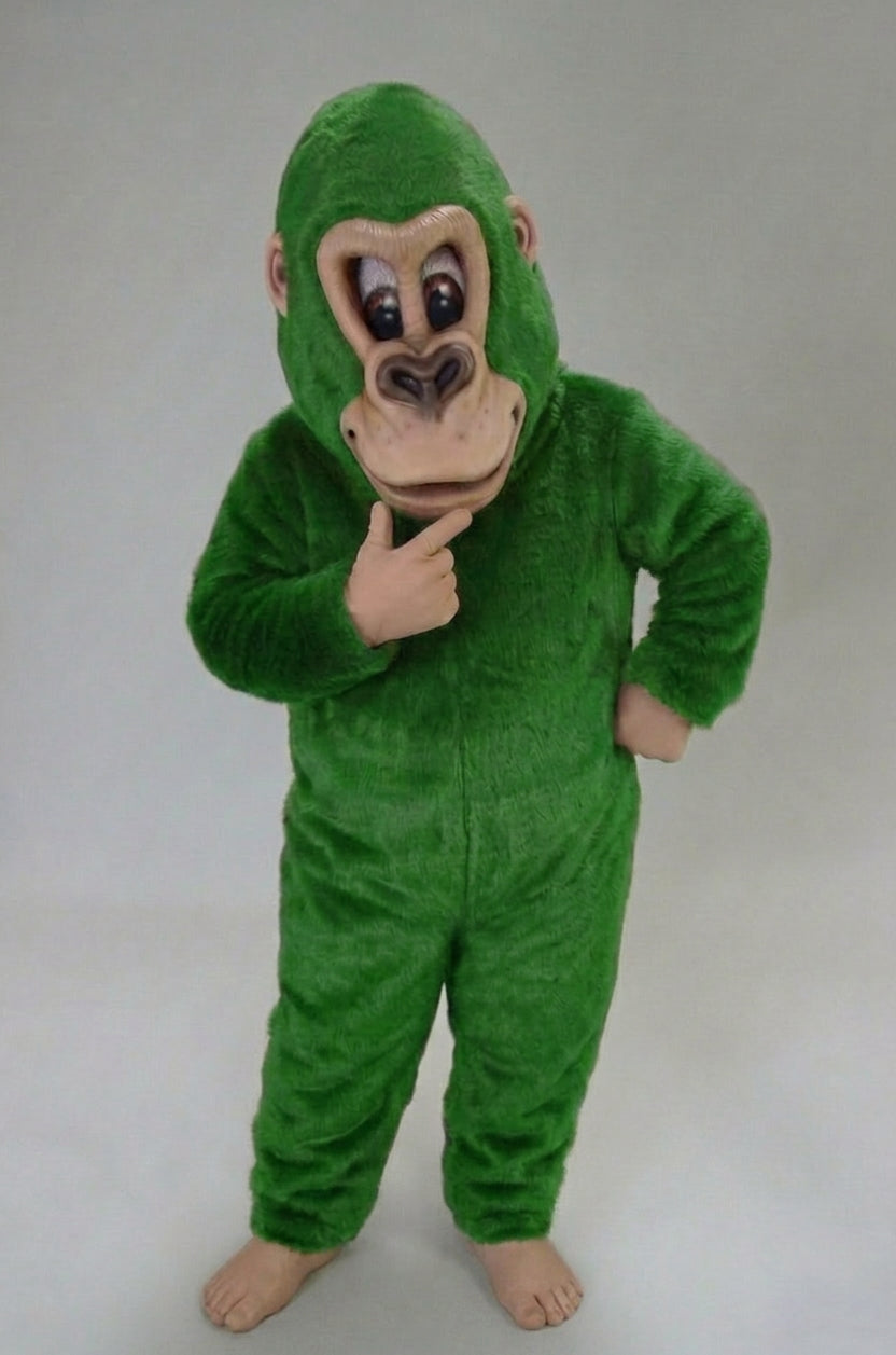 Brown Gorilla Mascot Costume - Short fur / Green mascot costume