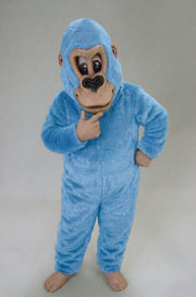 Brown Gorilla Mascot Costume - Short fur / Light blue mascot costume