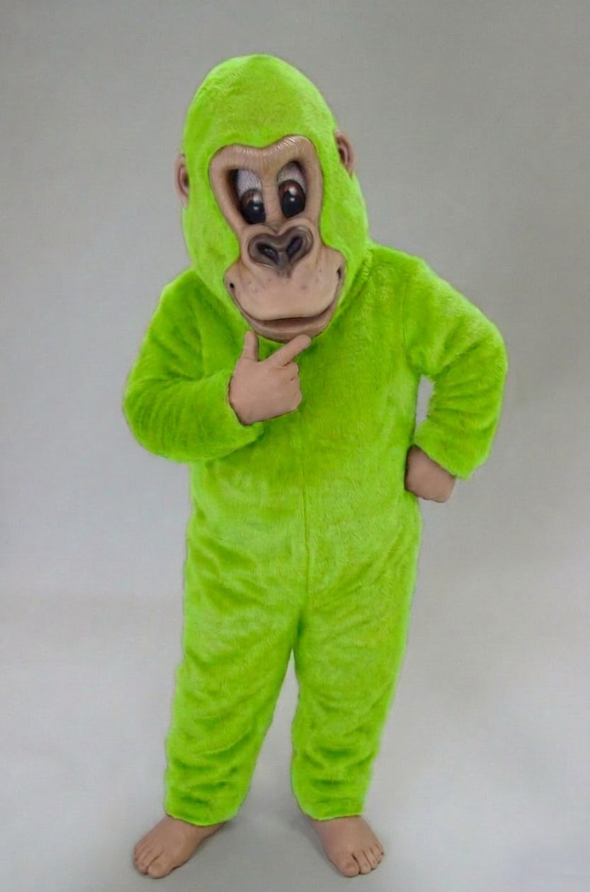 Brown Gorilla Mascot Costume - Short fur / Lime mascot costume