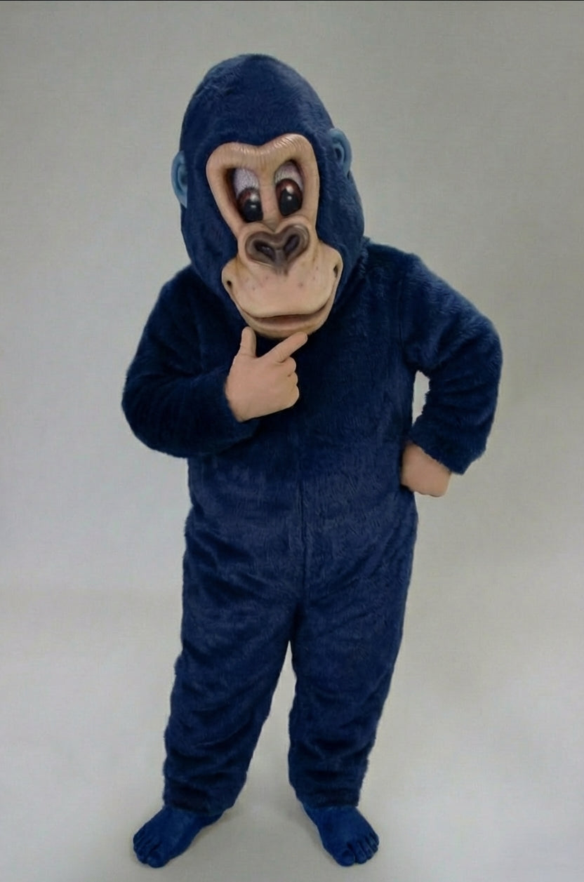 Brown Gorilla Mascot Costume - Short fur / Navy Blue mascot costume