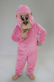 Brown Gorilla Mascot Costume - Short fur / Pink mascot costume