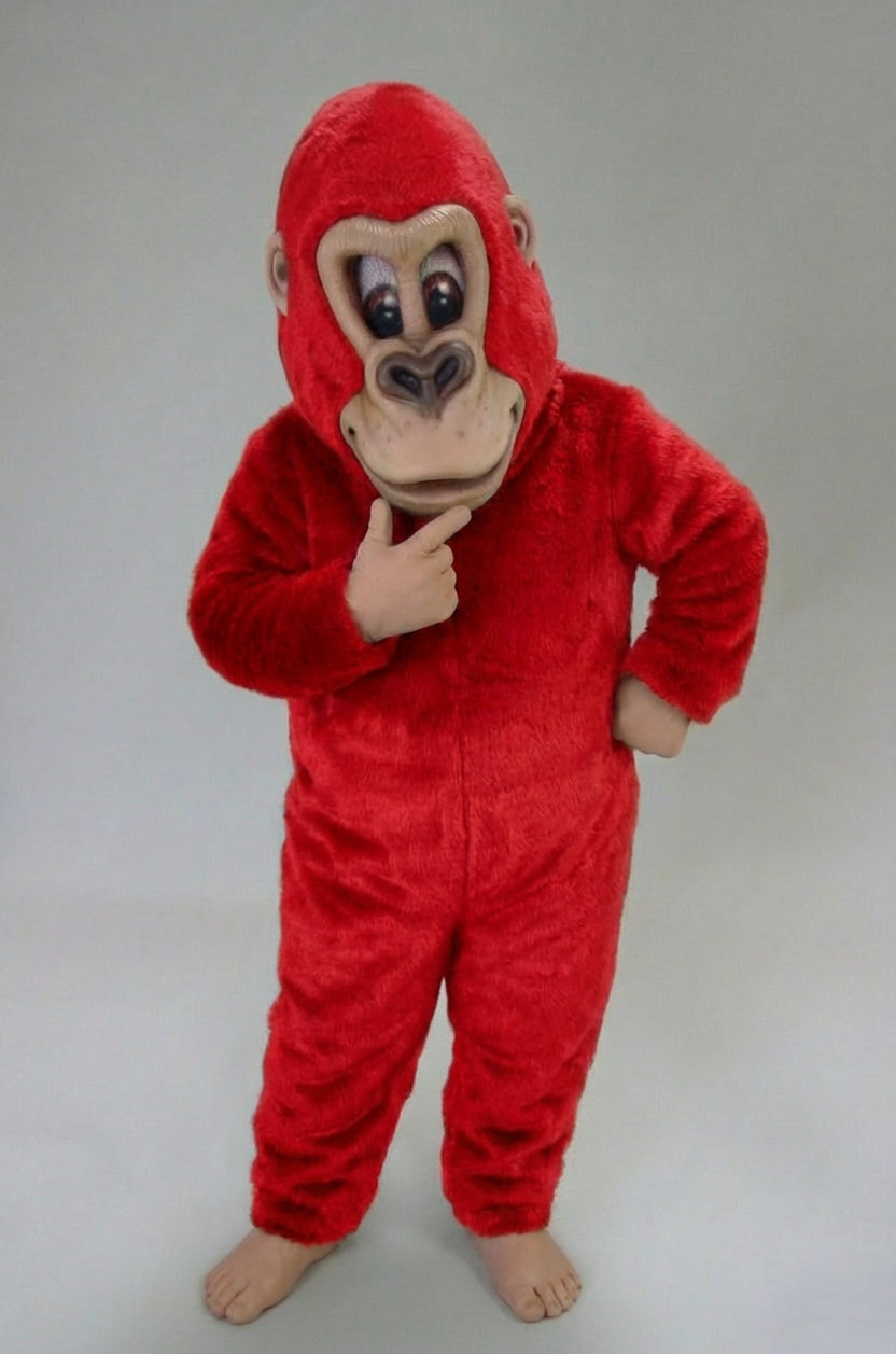 Brown Gorilla Mascot Costume - Short fur / Red mascot costume