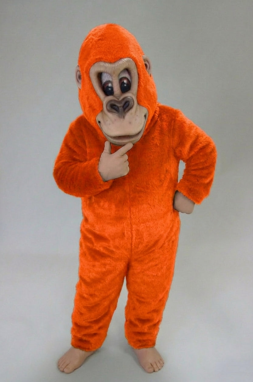 Brown Gorilla Mascot Costume - Short fur / Tiger Orange mascot costume
