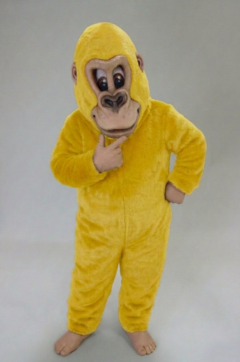 Brown Gorilla Mascot Costume - Short fur / Yellow mascot costume