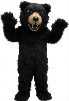 Brown Grizzly Bear Mascot - Long fur / Black mascot costume