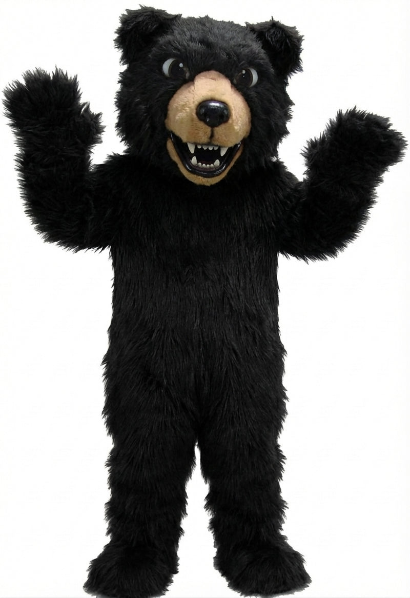 Brown Grizzly Bear Mascot - Long fur / Black mascot costume