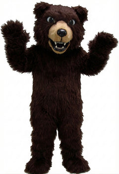 Brown Grizzly Bear Mascot - Long fur / Dark Brown mascot costume
