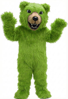 Brown Grizzly Bear Mascot - Long fur / Lime mascot costume