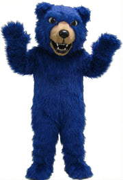 Brown Grizzly Bear Mascot - Long fur / Royal Blue mascot costume