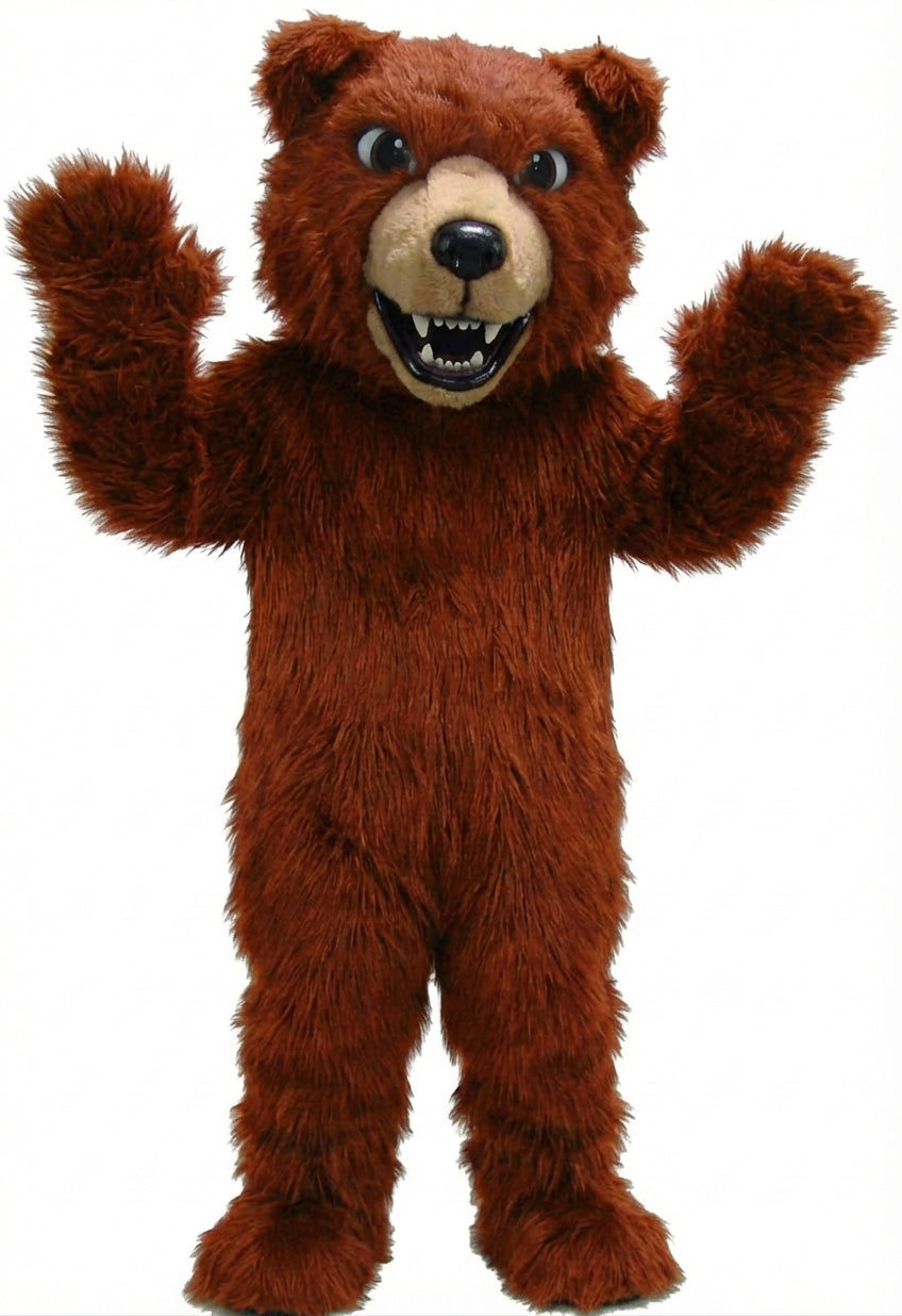 Brown Grizzly Bear Mascot - Long fur / Rust mascot costume