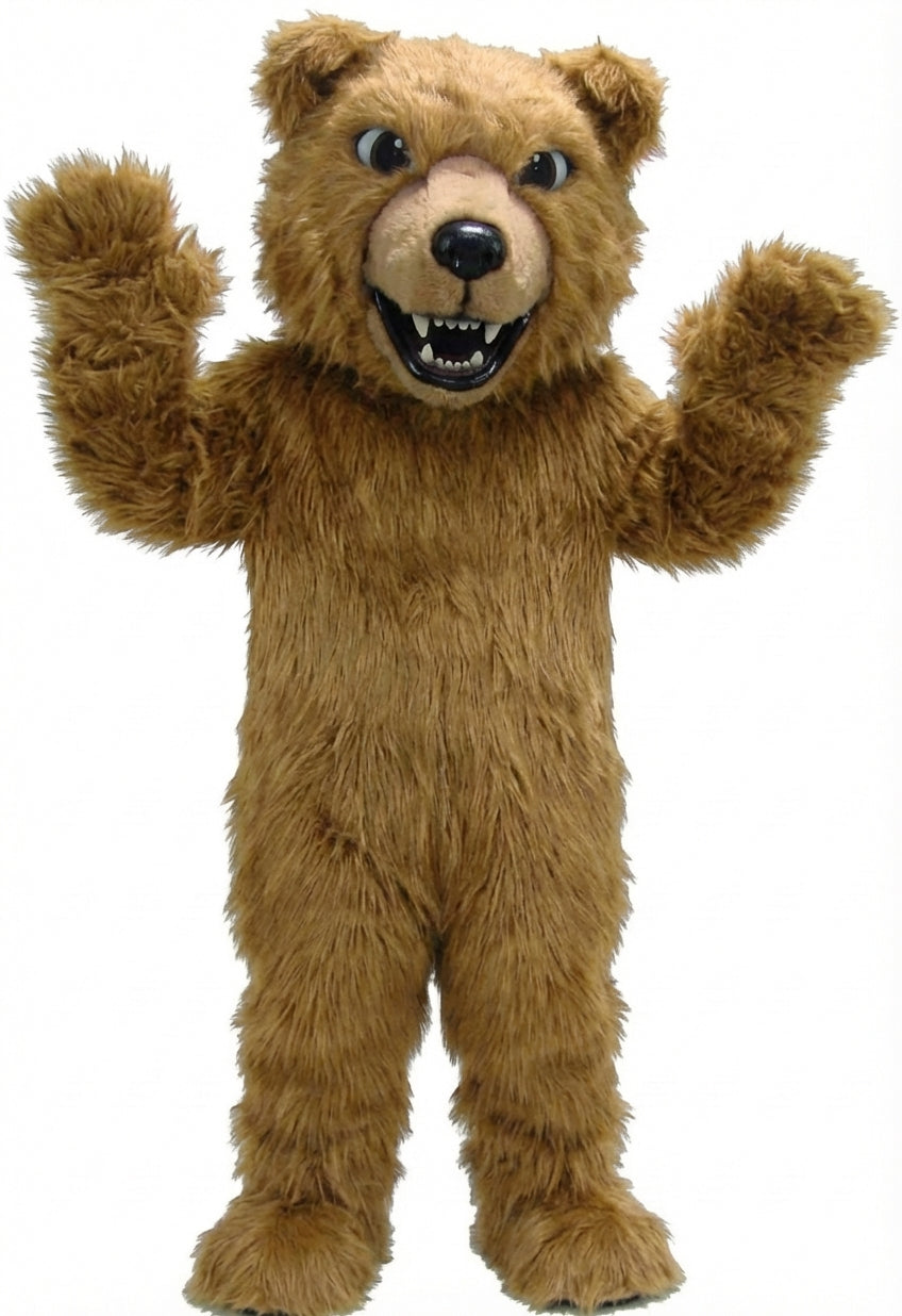 Brown Grizzly Bear Mascot - Long fur / Tan mascot costume