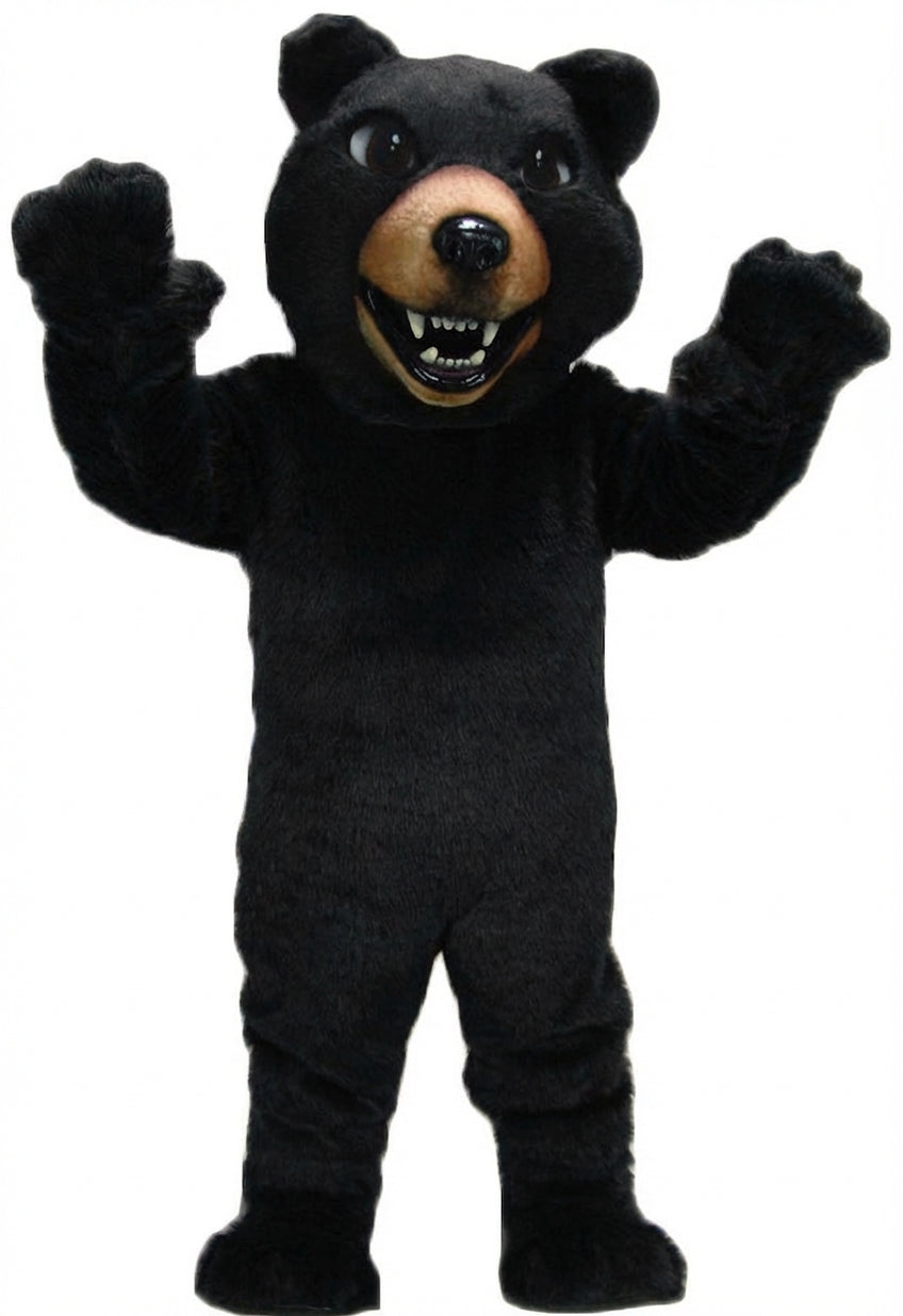 Brown Grizzly Bear Mascot - Short fur / Black mascot costume
