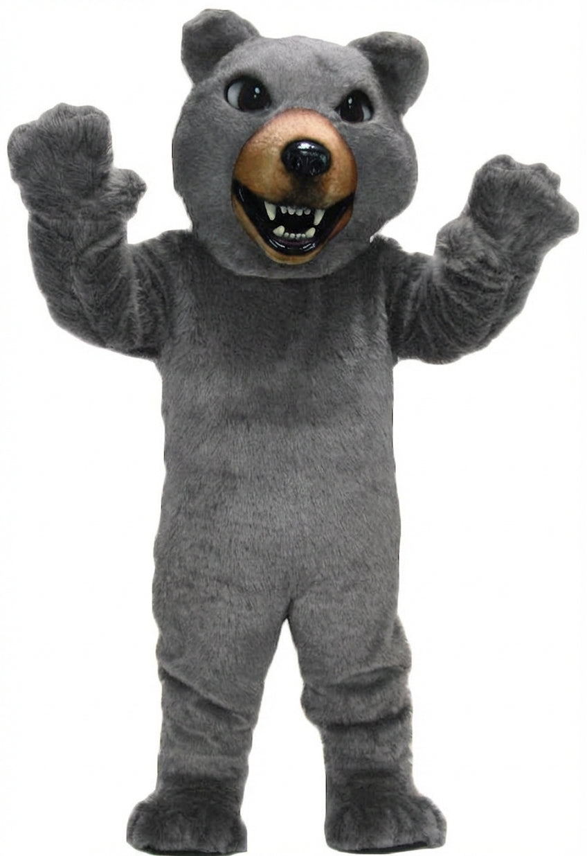 Brown Grizzly Bear Mascot - Short fur / Grey mascot costume