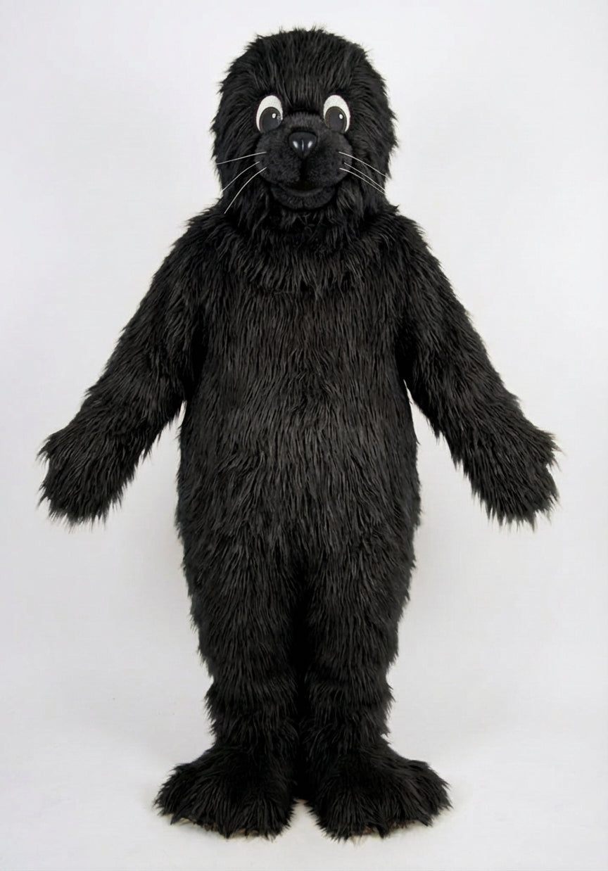 Brown Seal Mascot - Long fur / Black mascot costume