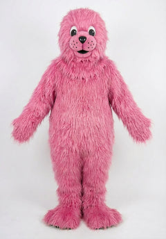 Brown Seal Mascot - Long fur / Bright Pink mascot costume